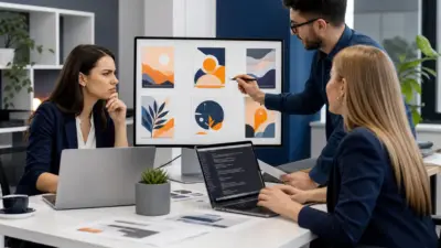 Tim marketer mengevaluasi hasil desain AI yang terlihat biasa karena kesalahan prompt visual