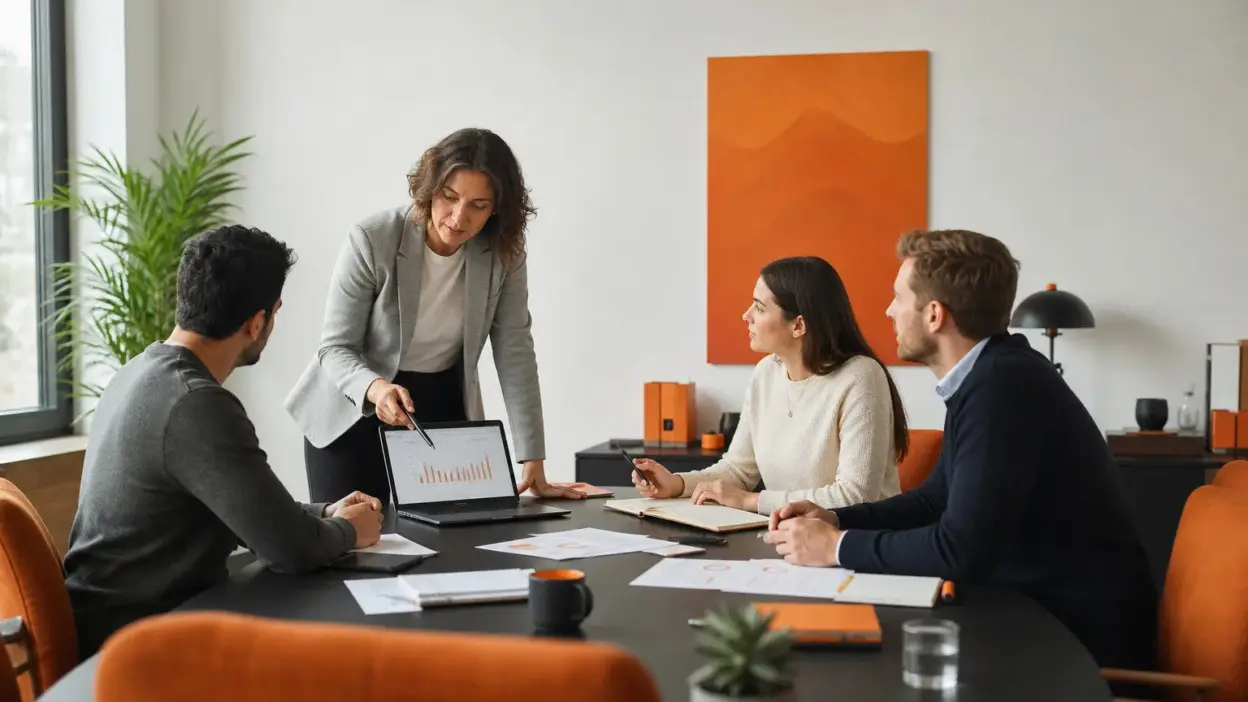 HR coach berdiskusi dengan tim penjual UMKM tentang mindset penjual dan strategi menghadapi kenaikan biaya kemasan
