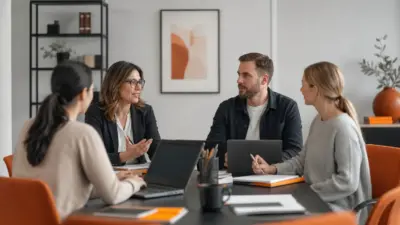 HR dan tim marketing berdiskusi di kantor modern tentang teknik persuasi etis dalam konten promosi saat harga naik