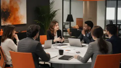 HR dan leader penjualan berdiskusi di kantor modern mengenai perubahan keputusan pembelian konsumen saat anggaran terbatas