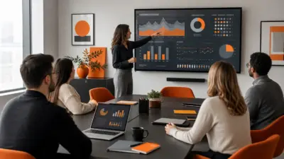 HR dan tim pemasaran menganalisis perilaku konsumen online di kantor modern dengan nuansa profesional