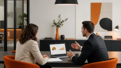 HR dan leader penjualan mendiskusikan psikologi harga produk dan strategi penentuan harga di kantor modern