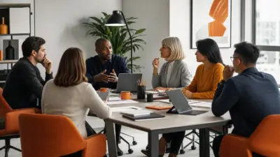 Tim HR dan pimpinan bisnis berdiskusi di kantor modern mengenai psikologi harga produk dan persepsi keadilan konsumen