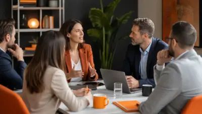 HR dan sales leader berdiskusi di kantor modern tentang strategi closing empatik di tengah kenaikan biaya usaha