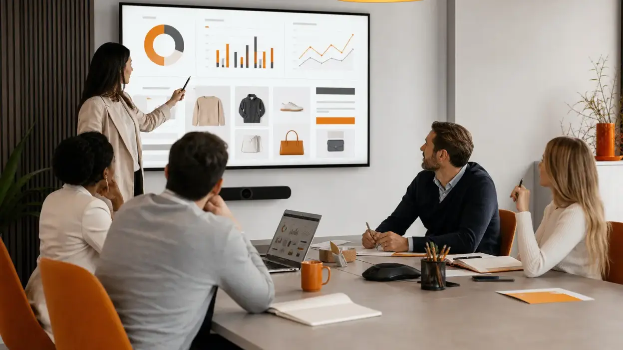 Tim HR dan marketing di kantor modern berdiskusi tentang psikologi konsumen dalam menilai diskon e-commerce dan strategi harga digital