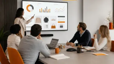 Tim HR dan marketing di kantor modern berdiskusi tentang psikologi konsumen dalam menilai diskon e-commerce dan strategi harga digital