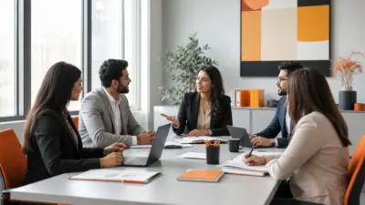HR dan tim sales berdiskusi di kantor modern mengenai strategi closing etis kepada pelanggan